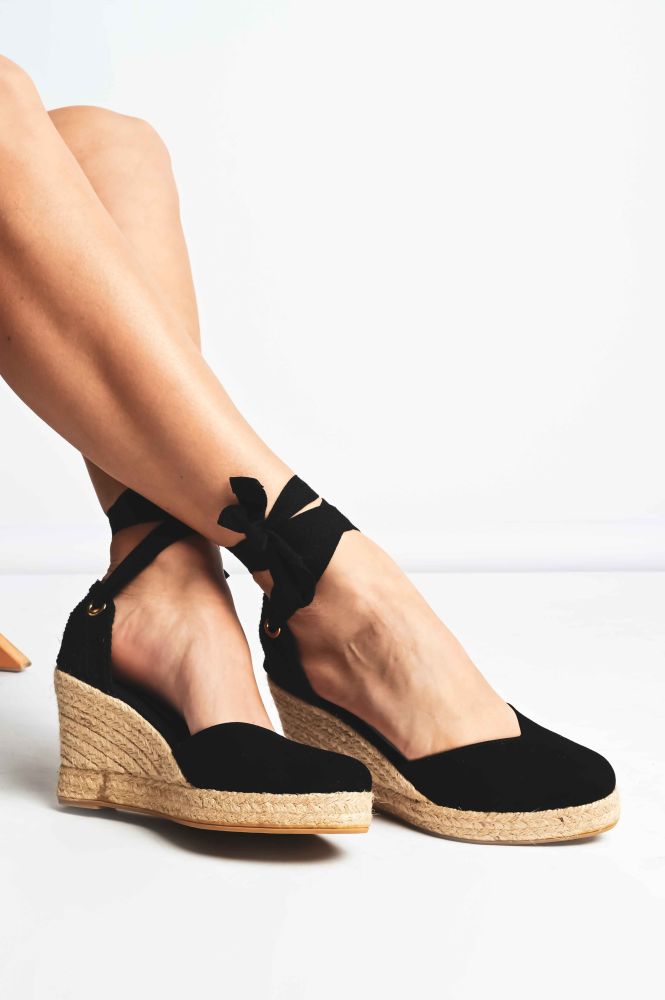Δερμάτινες Suede Πλατφόρμες Sofia Manta 975 Black