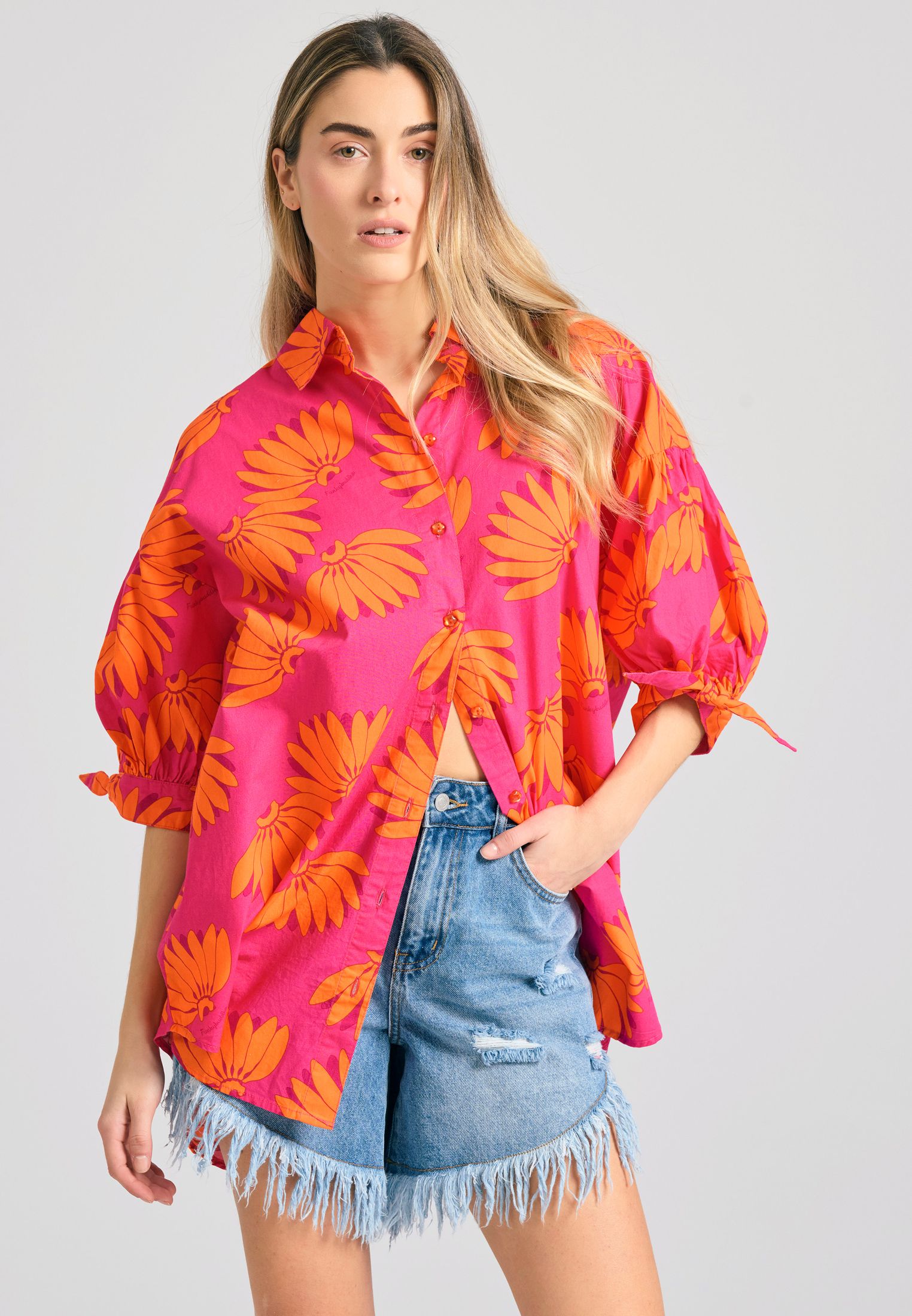 Γυναικείο oversized πουκάμισο με exotic τύπωμα