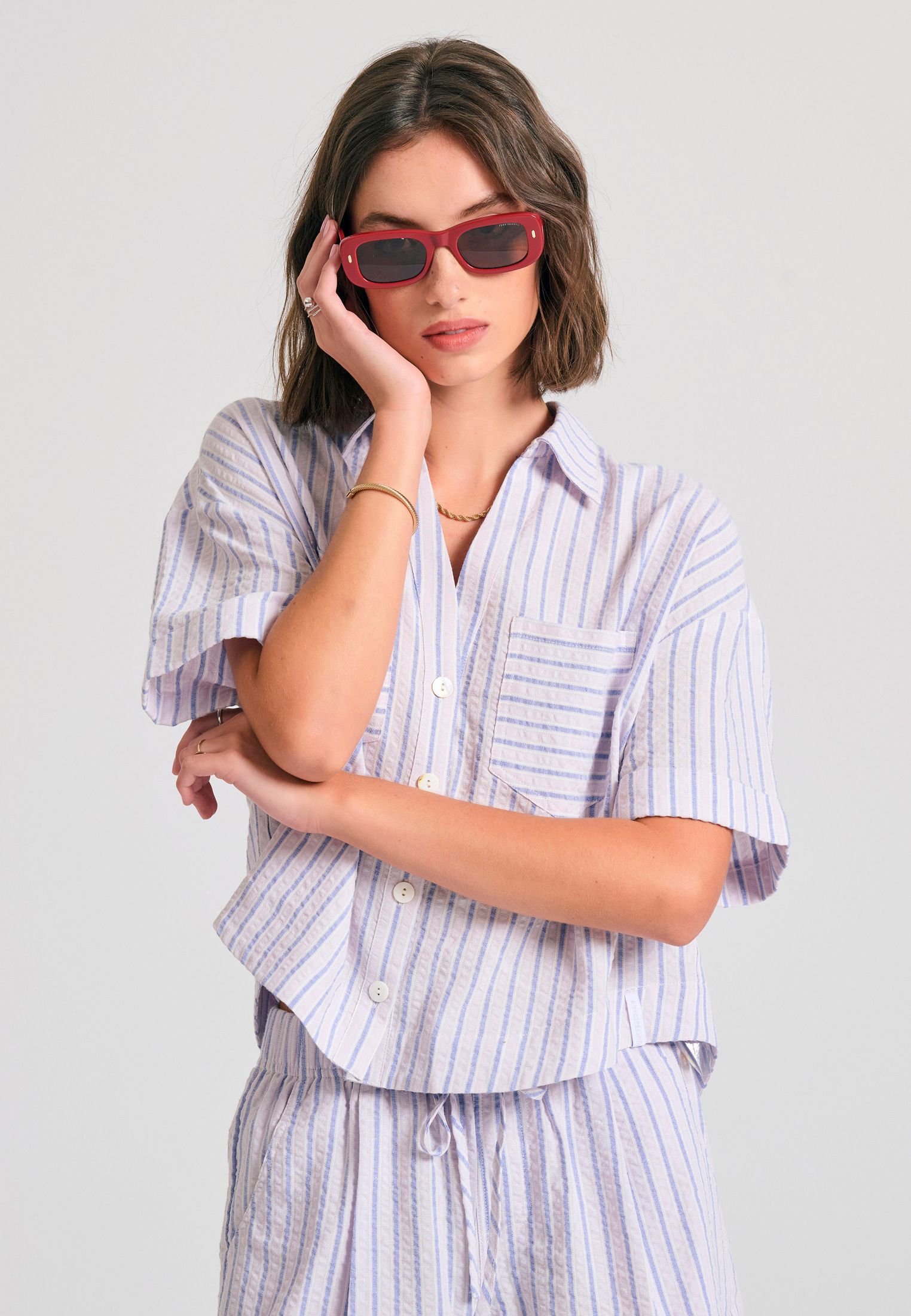 Γυναικείο oversized πουκάμισο με ρίγες
