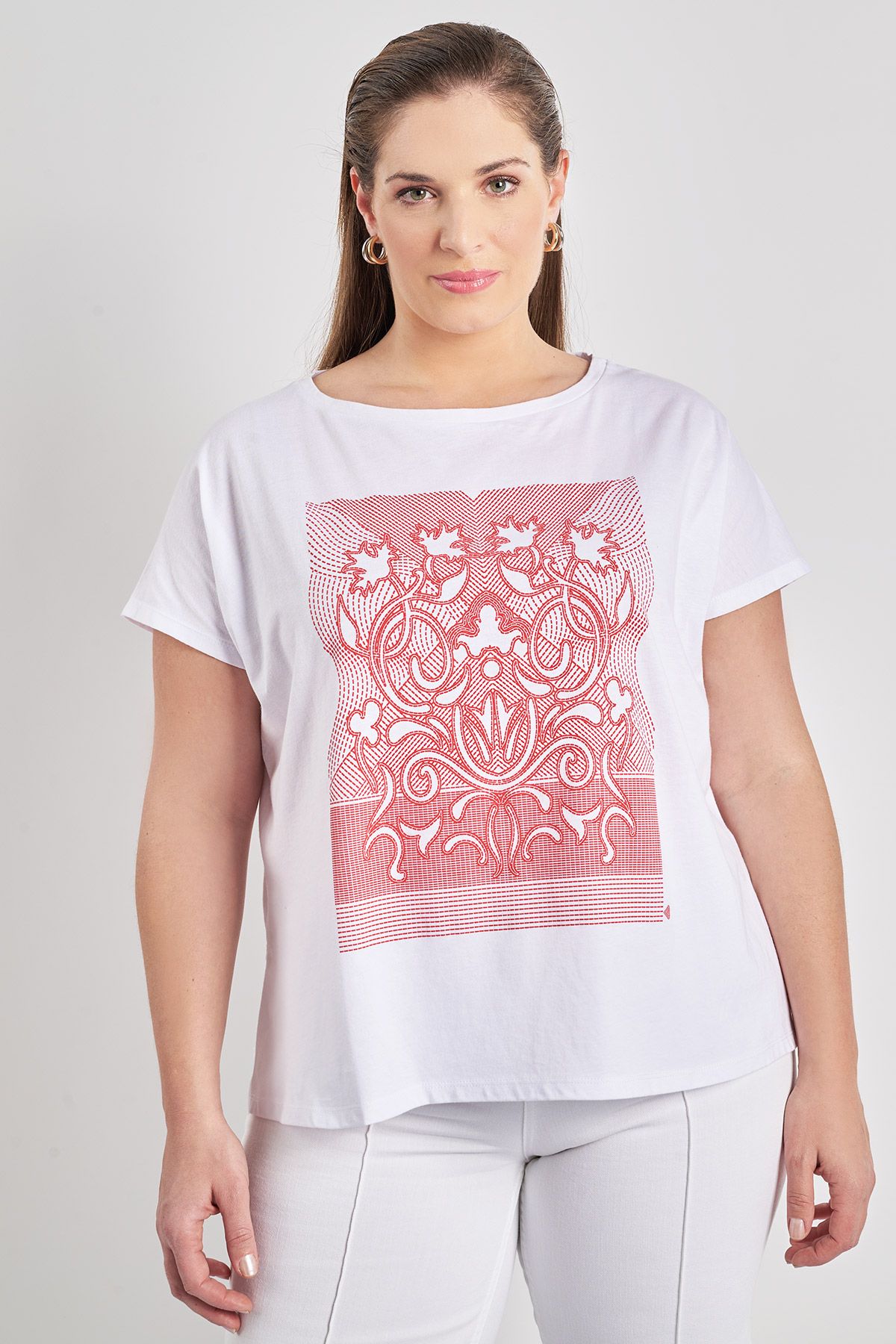 T-shirt βαμβακερό με τύπωμα μπαρόκ
