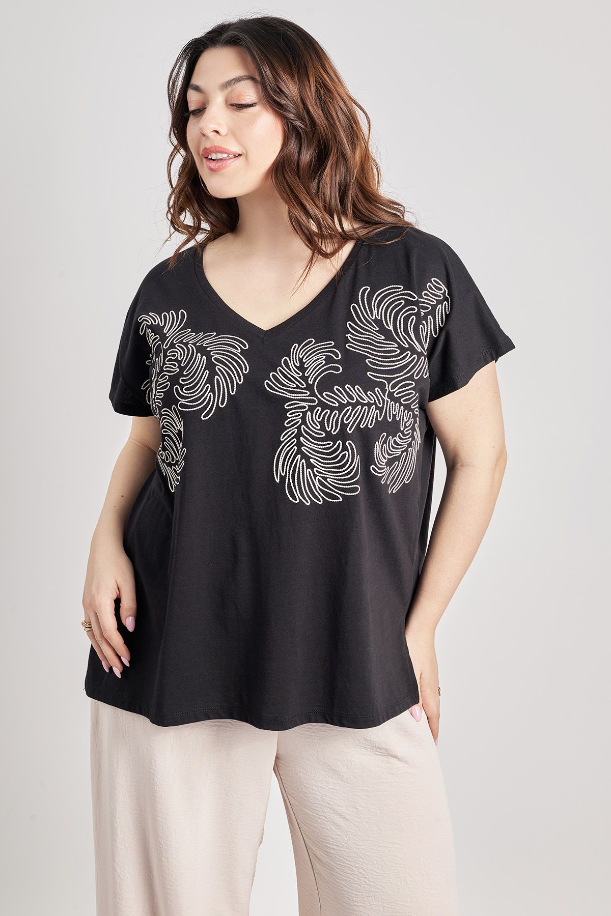 T-shirt βαμβακερό με βοτανικό τύπωμα