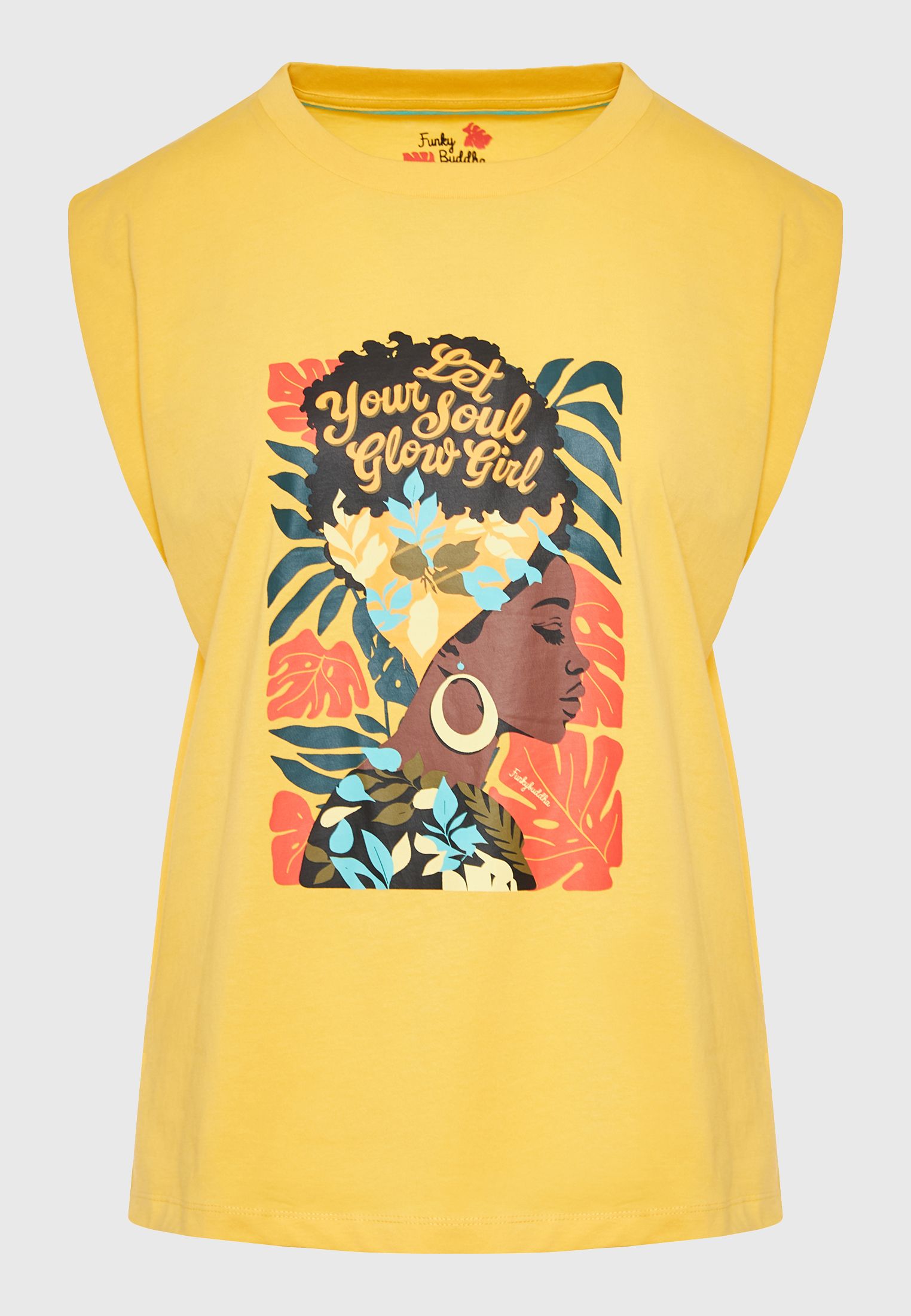 Organic cotton t-shirt με τύπωμα σε boho look