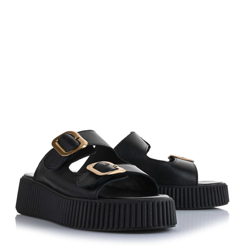 Δερμάτινα Flatform Σανδάλια Unveil 419 Μαύρο