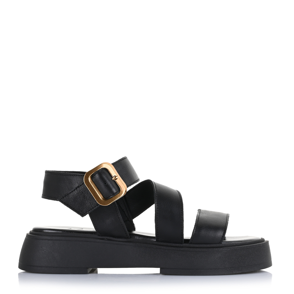 Δερμάτινα Flatform Σανδάλια Unveil 728 Μαύρο