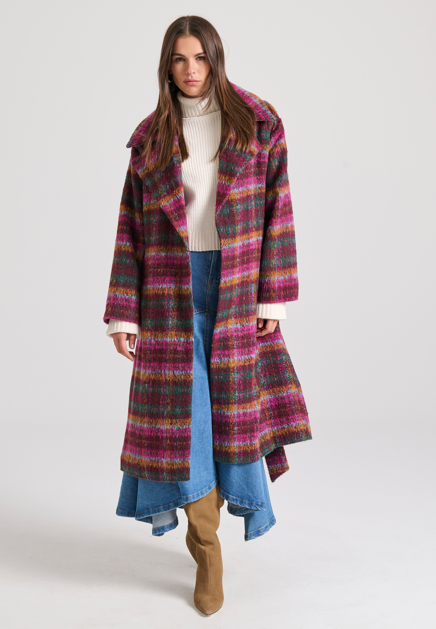 Γυναικείο wool blend καρό παλτό