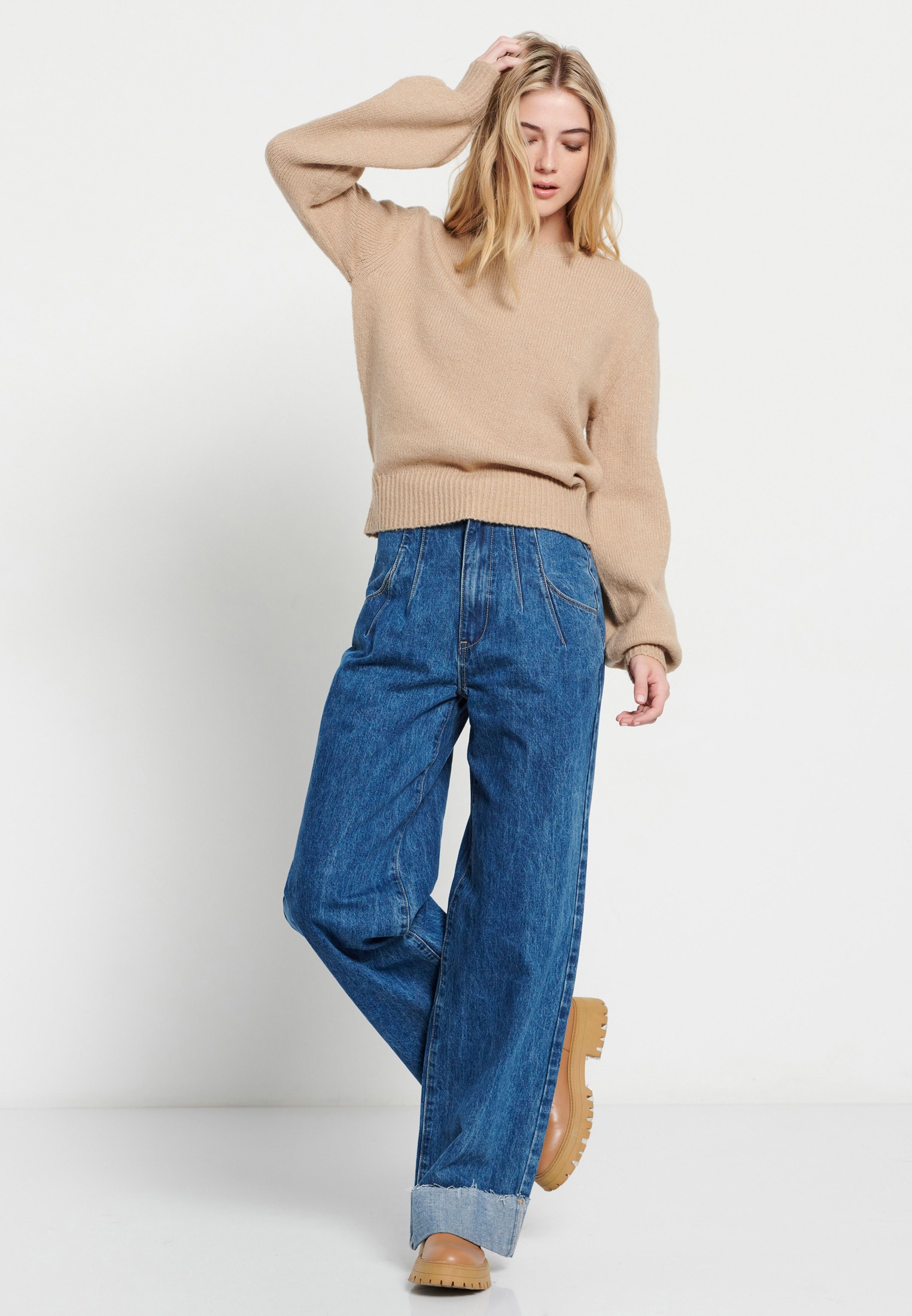 Wide leg τζιν παντελόνι