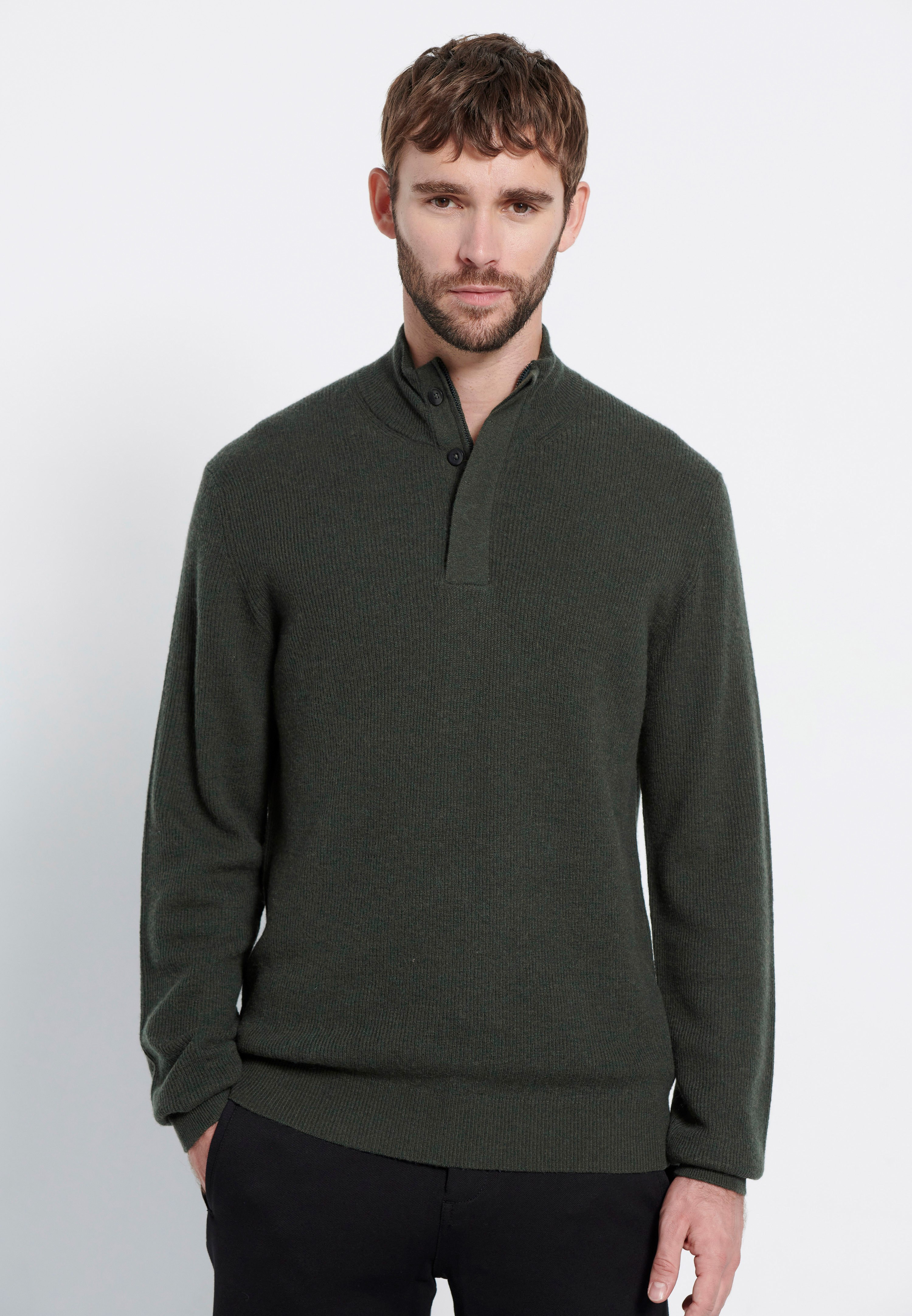Slim fit πλεκτή μπλούζα wool blend Marron