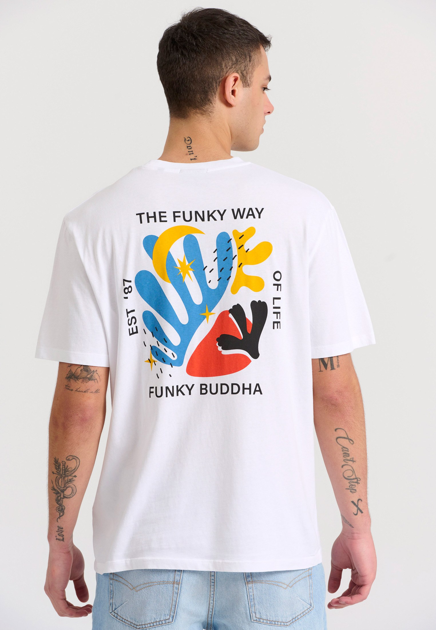 Relaxed fit t-shirt με abstract τύπωμα στην πλάτη