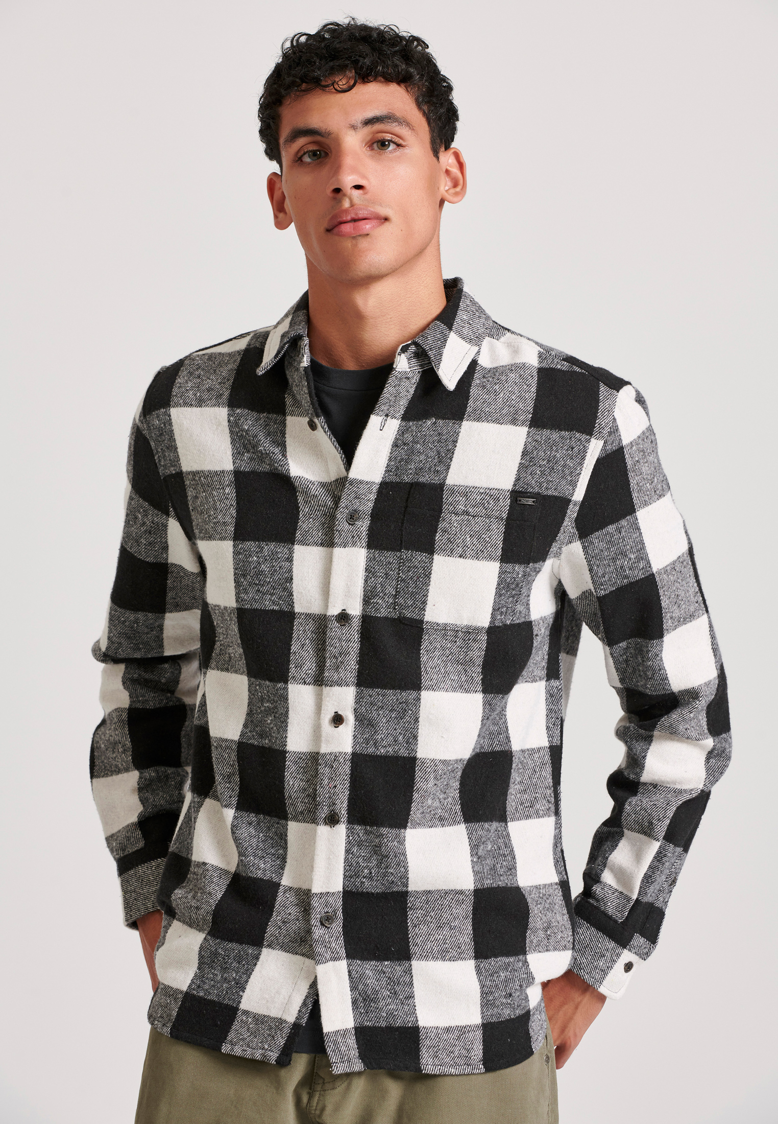 Flannel καρό πουκάμισο με τσέπη στο στήθος
