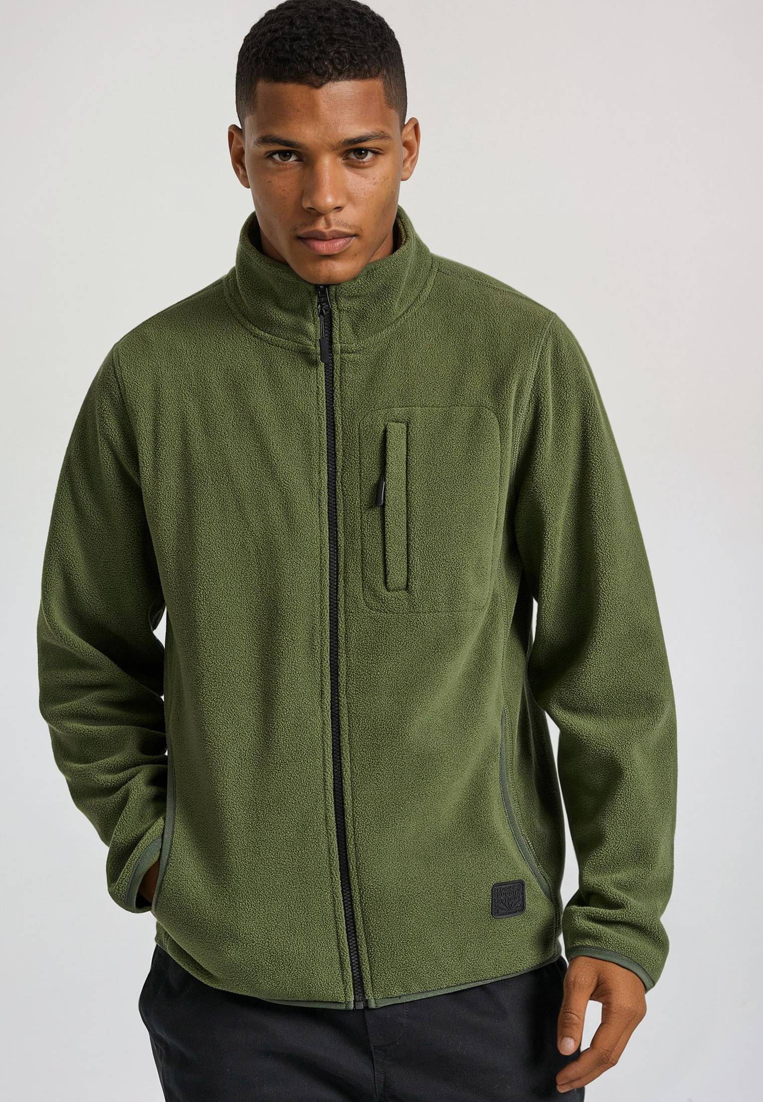 Fleece ζακέτα φούτερ με zip-up τσέπη στο στήθος