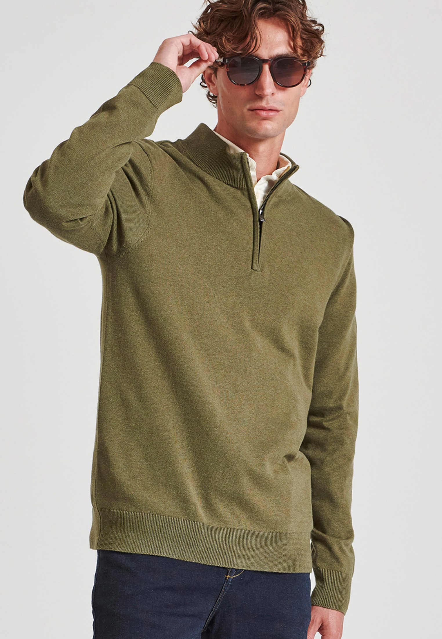 Ανδρικό half-zip πλεκτό πουλόβερ