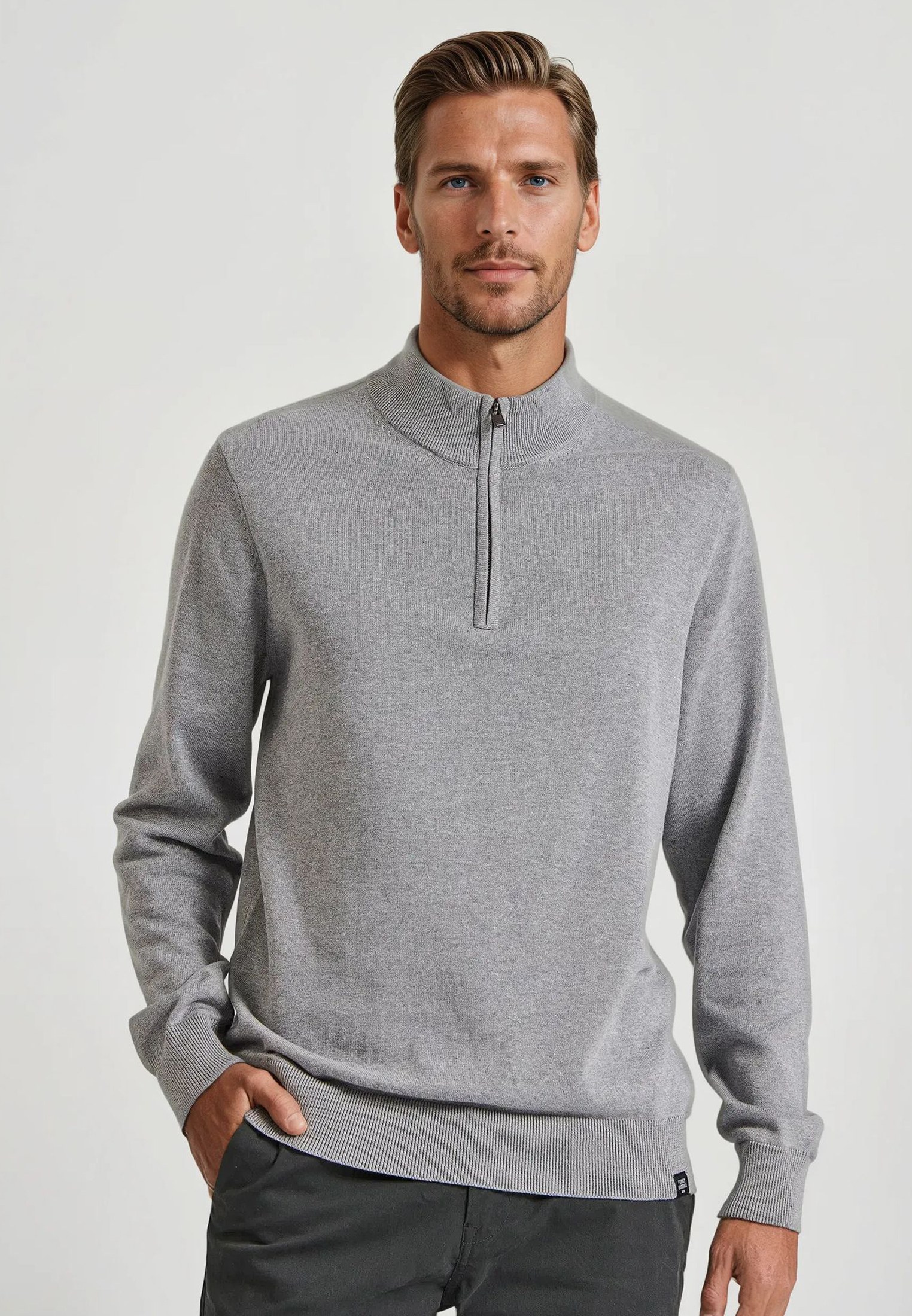 Ανδρικό half-zip πλεκτό πουλόβερ