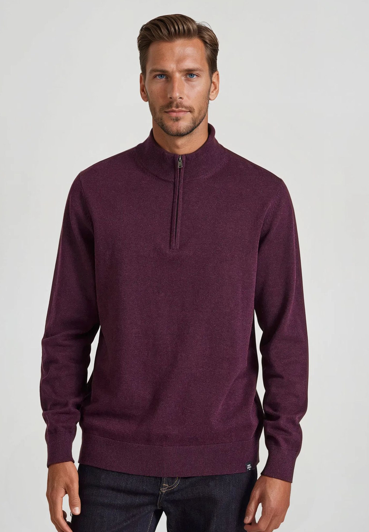 Ανδρικό half-zip πλεκτό πουλόβερ