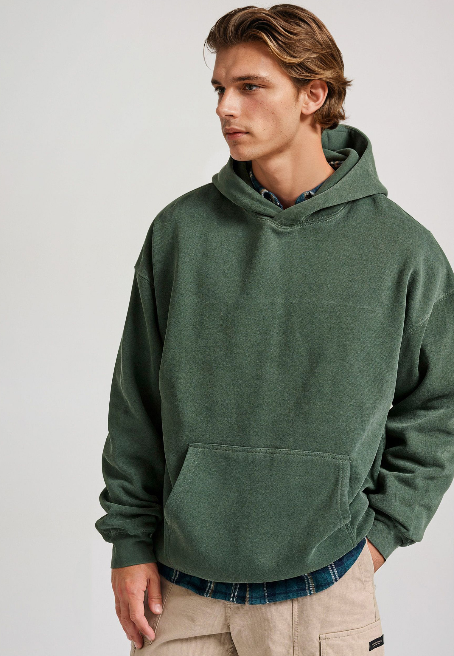 Oversized garment dyed φούτερ με κουκούλα