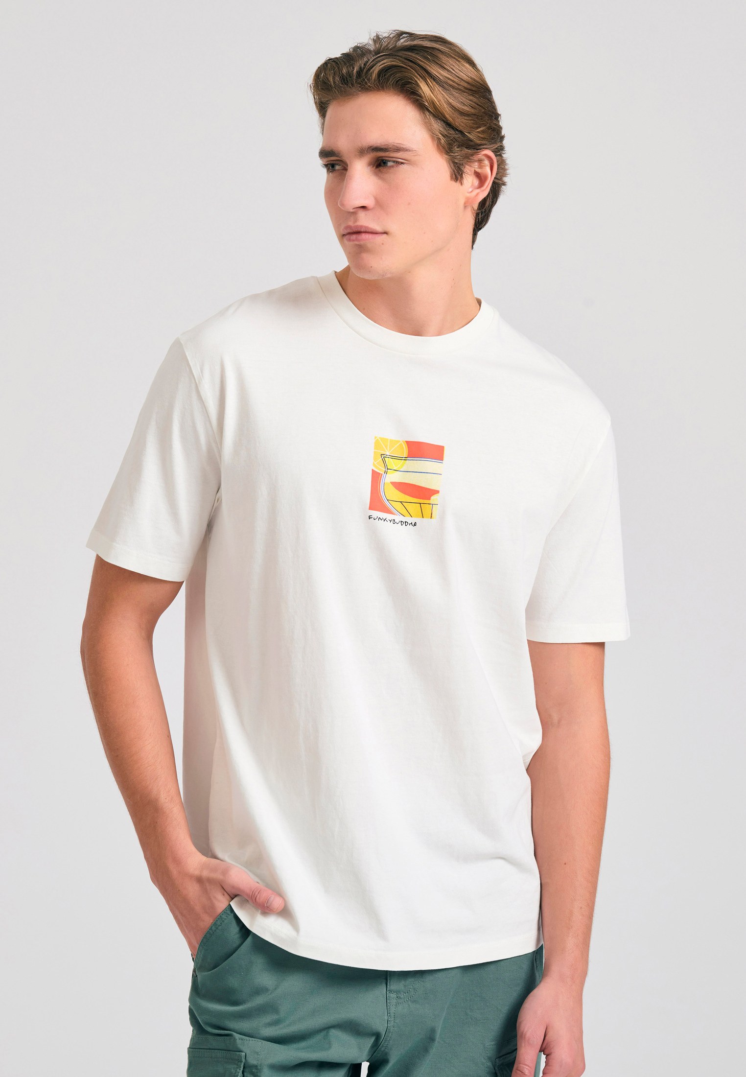 Relaxed fit t-shirt με retro τύπωμα στην πλάτη