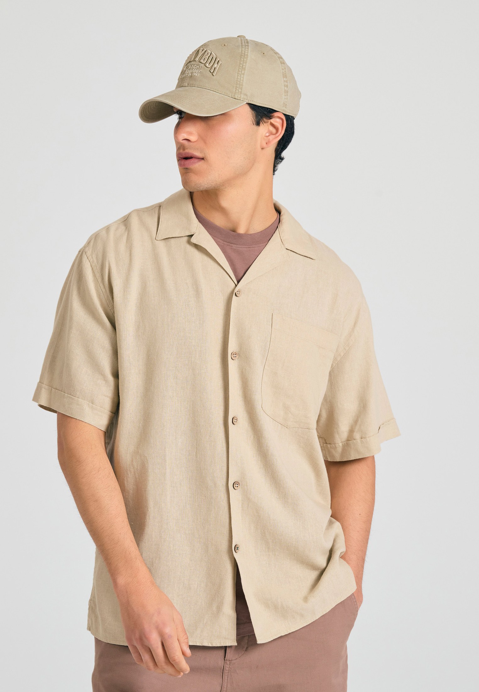 Κοντομάνικο relaxed fit πουκάμισο από λινό και lyocell