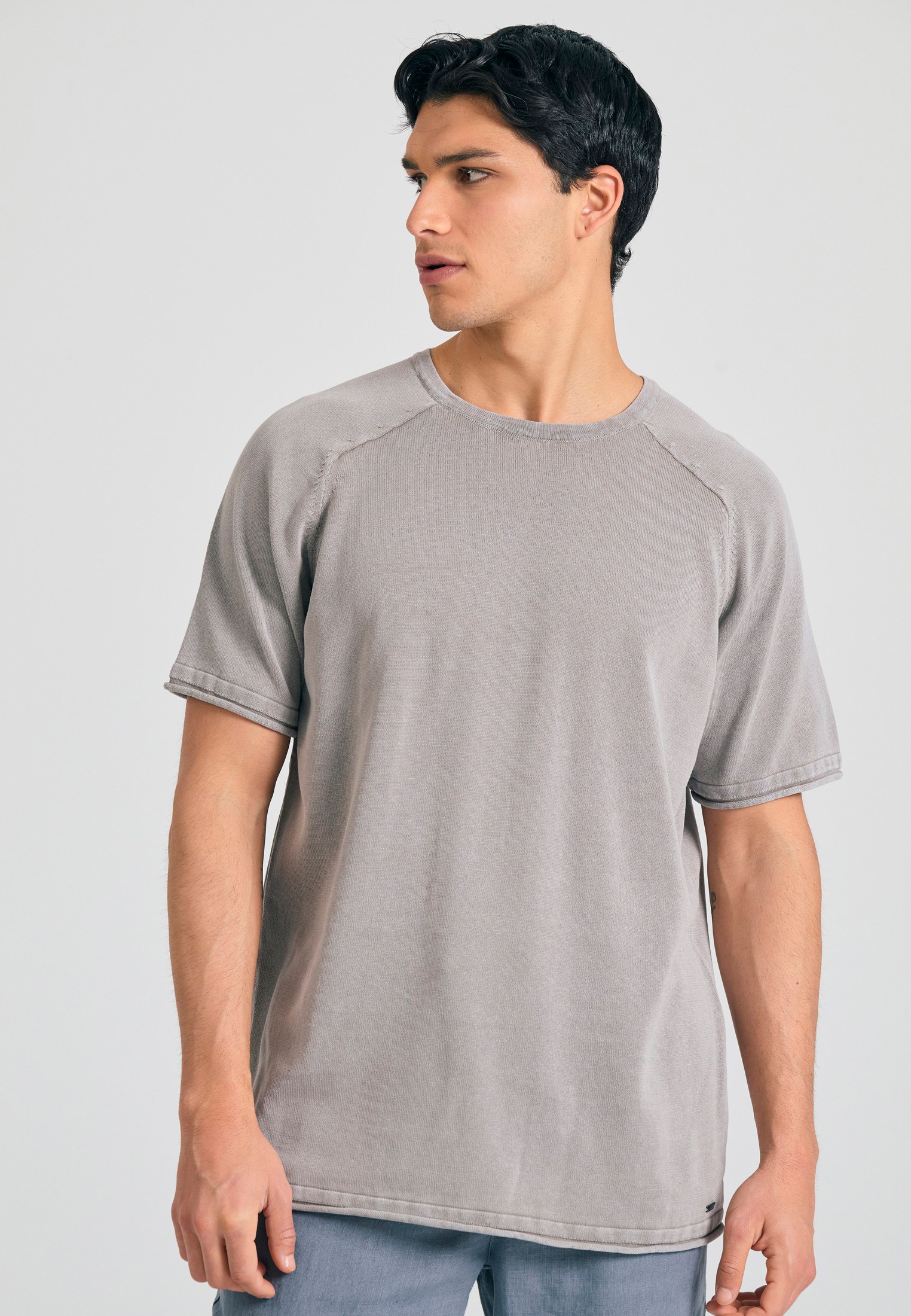 Relaxed fit garment dyed πλεκτή μπλούζα