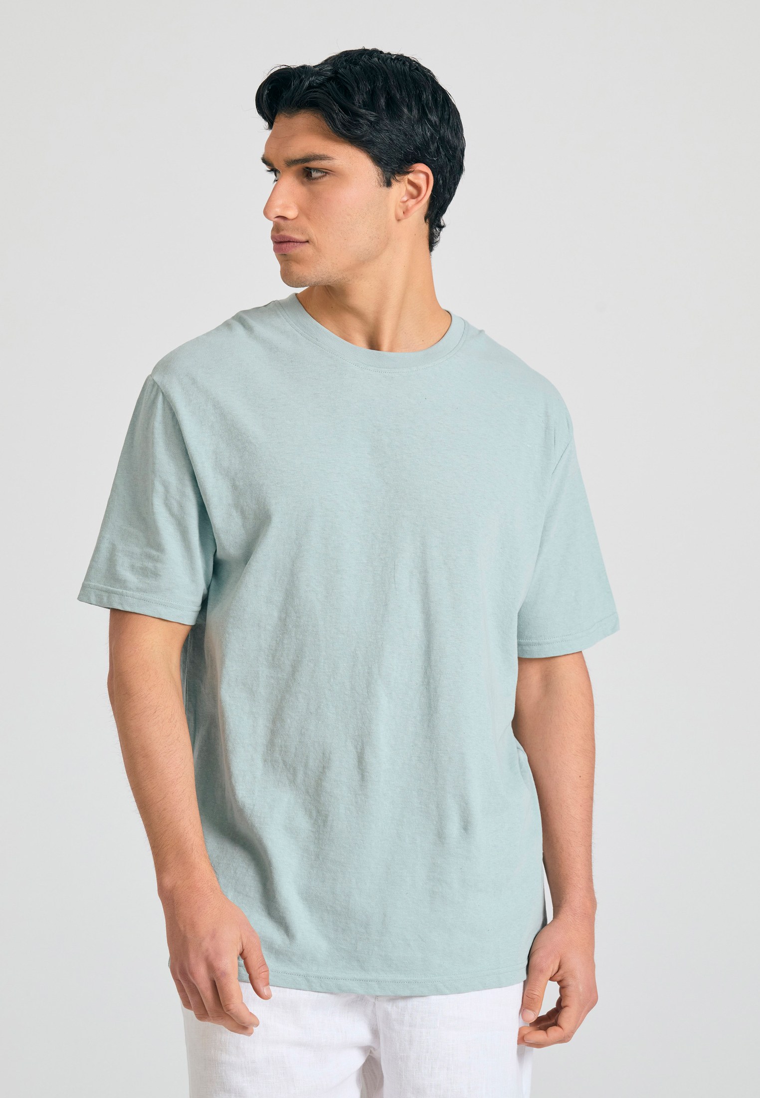 Relaxed fit linen blend t-shirt