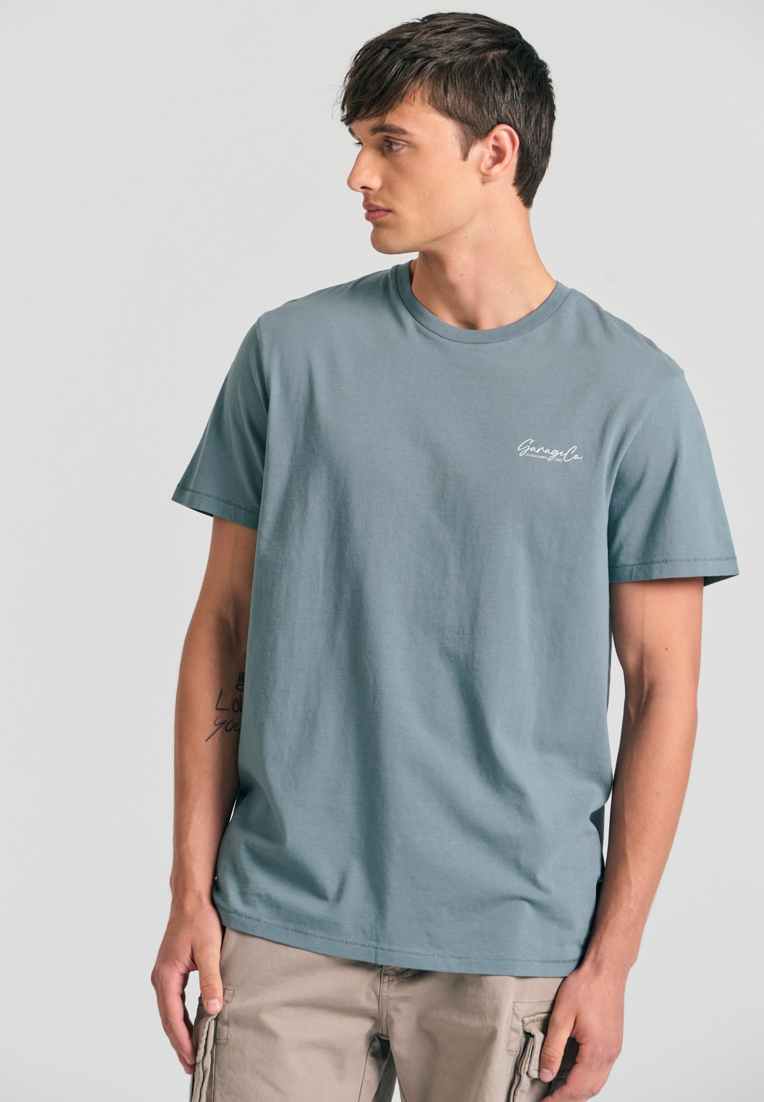 T-shirt με τύπωμα στην πλάτη Garage 55.