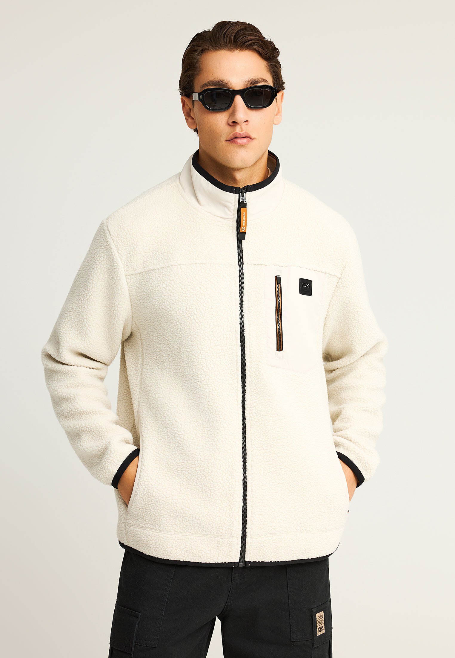 Fleece ζακέτα με τσέπη στο στήθος και φερμουάρ