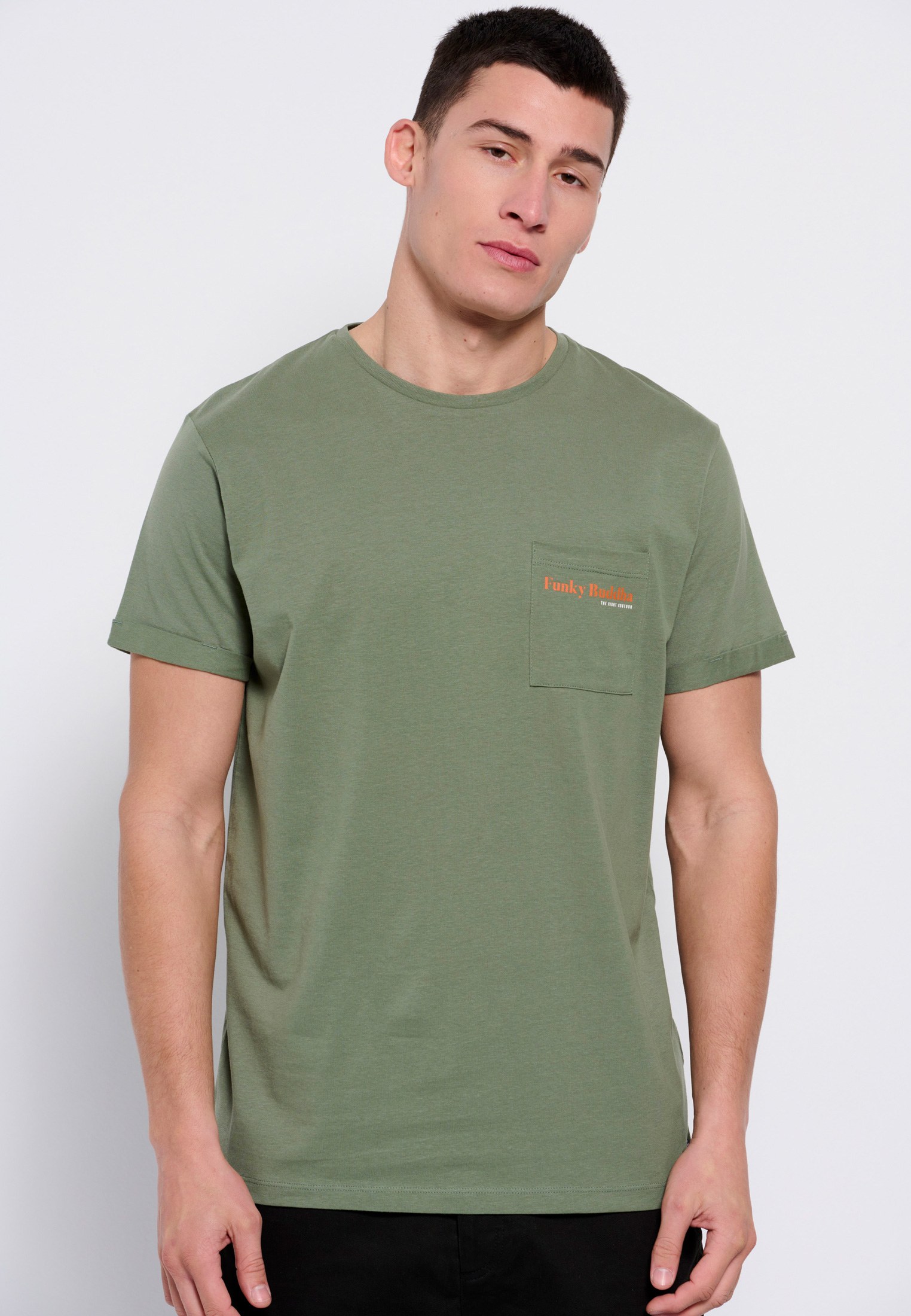 Βαμβακερό t-shirt με τσέπη στο στήθος