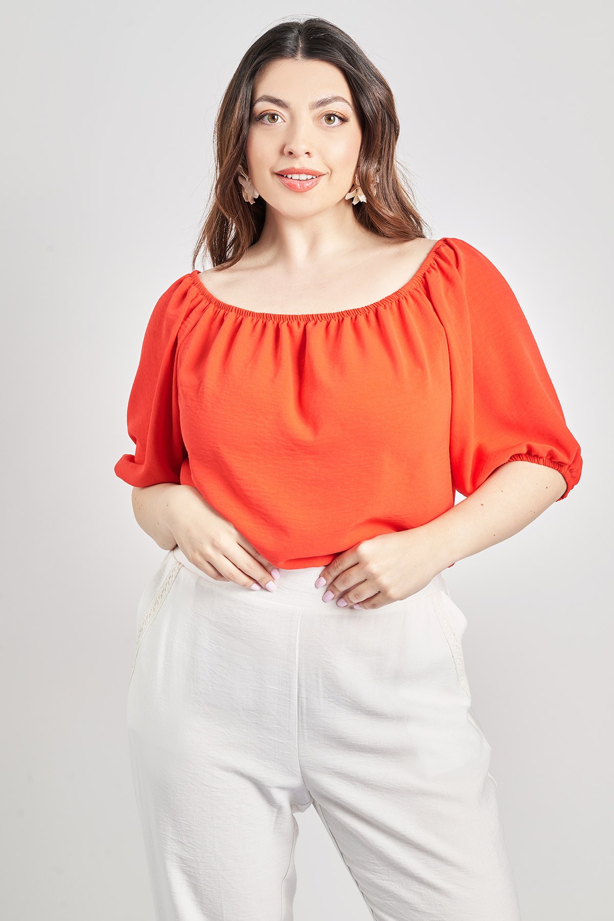 Μπλούζα off-shoulder washed ανάγλυφο
