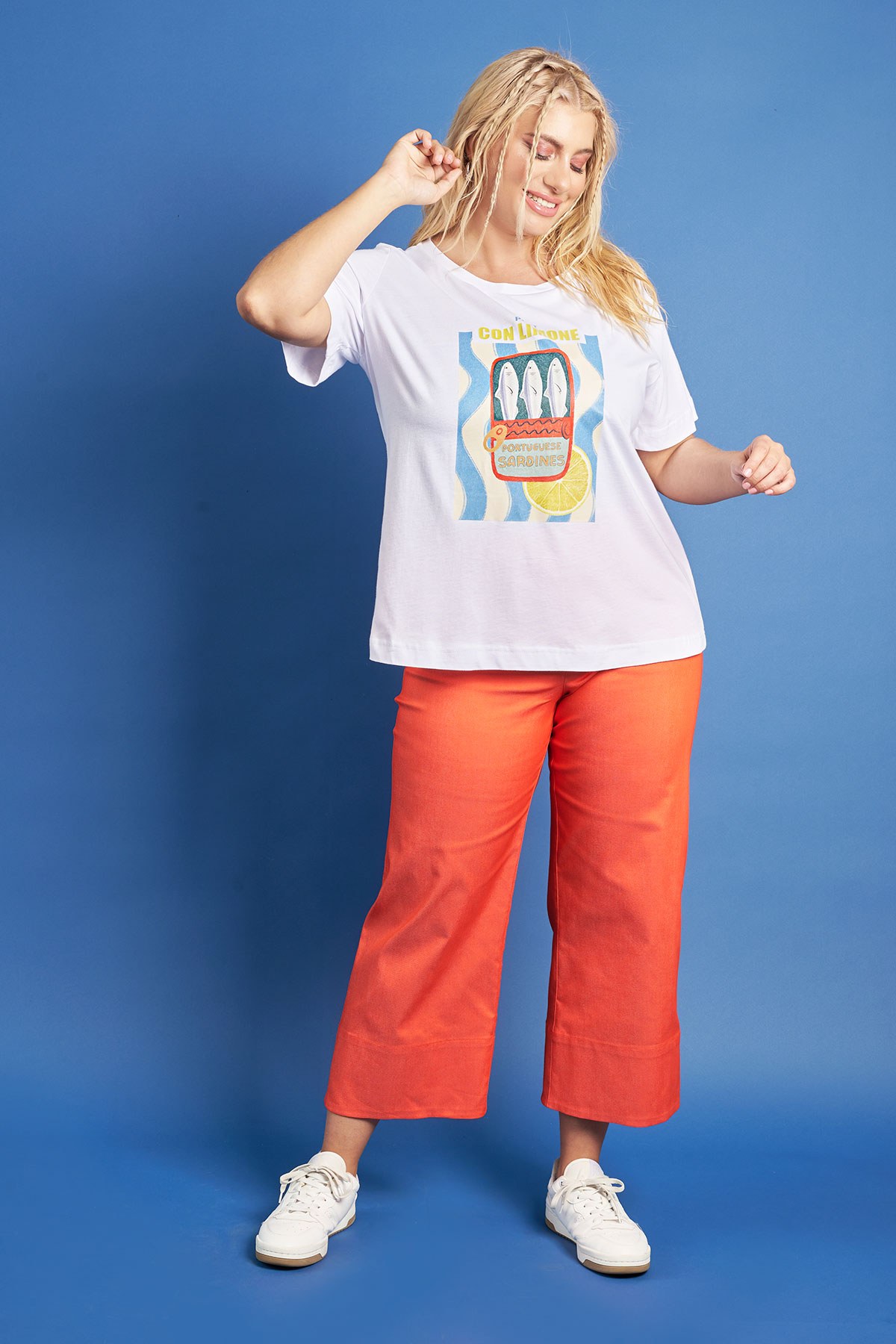 PRBT Παντελόνι χρωματιστό όψη τζιν cropped wide leg