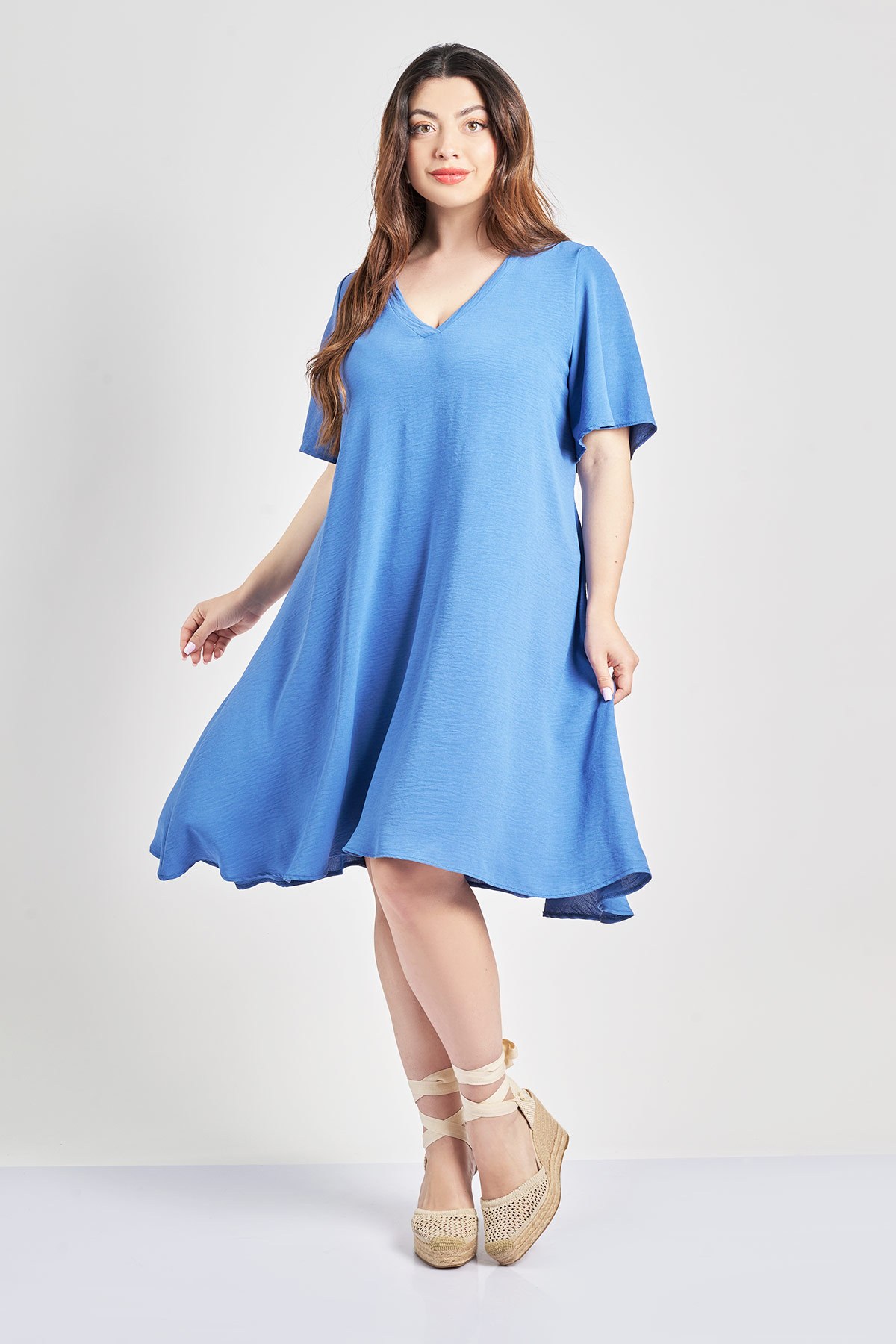 Μίντι φόρεμα washed ανάγλυφο