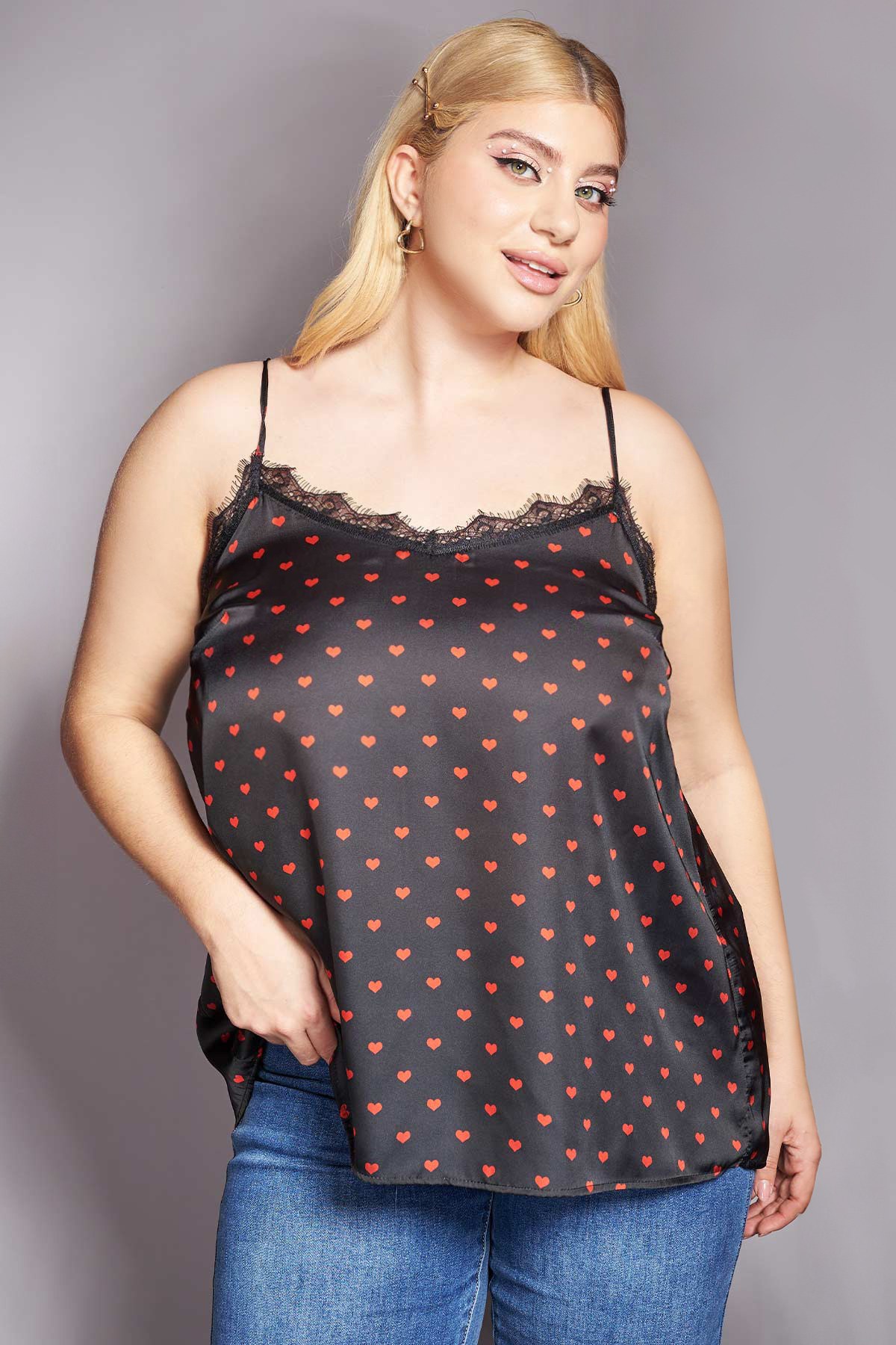 PRBT Lingerie Τοπ σατινέ εμπριμέ με καρδούλες
