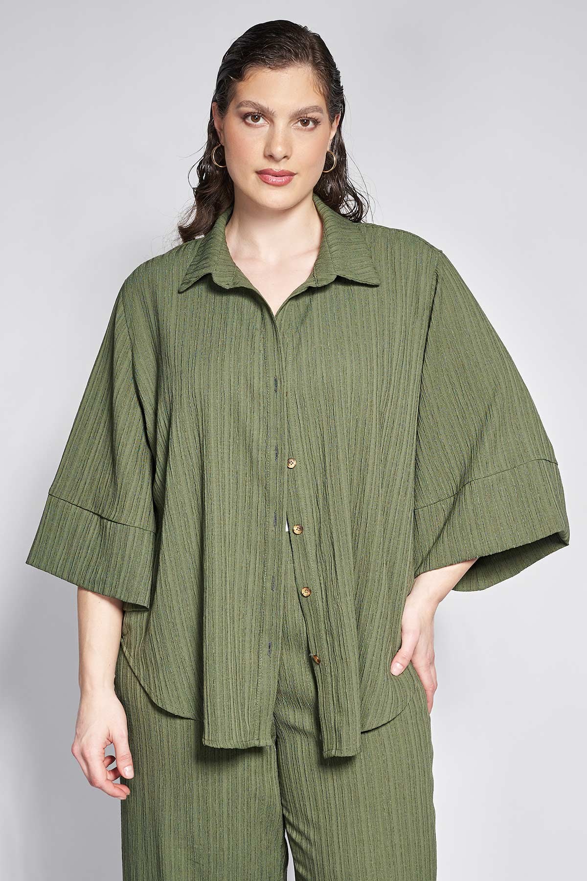 PRBT Oversize Πουκαμίσα από ανάγλυφο ύφασμα