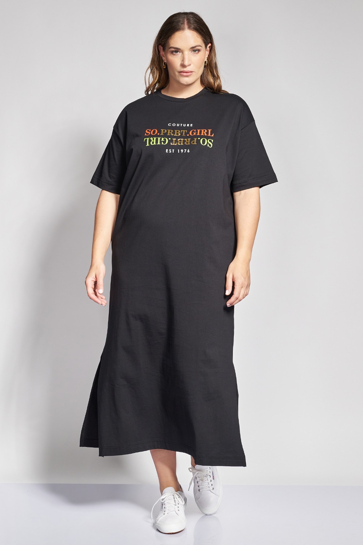 PRBT Μάξι Βαμβακερό Φόρεμα T-Shirt με Στάμπα