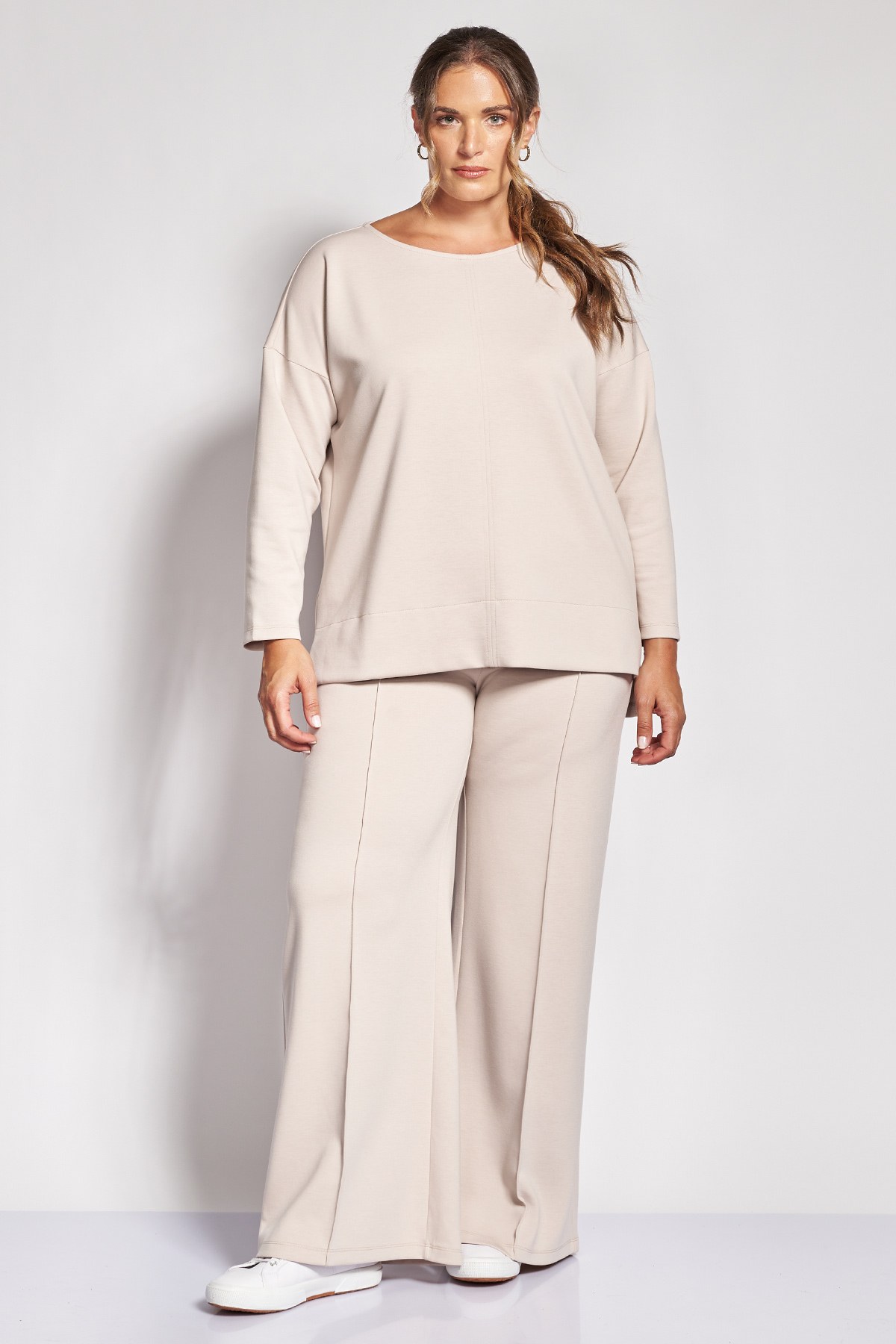Παντελόνι φόρμας wide leg με νερβίρ scuba soft touch