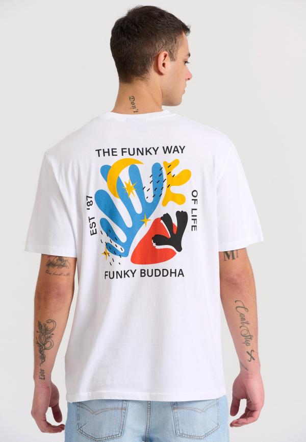 Relaxed fit t-shirt με abstract τύπωμα στην πλάτη