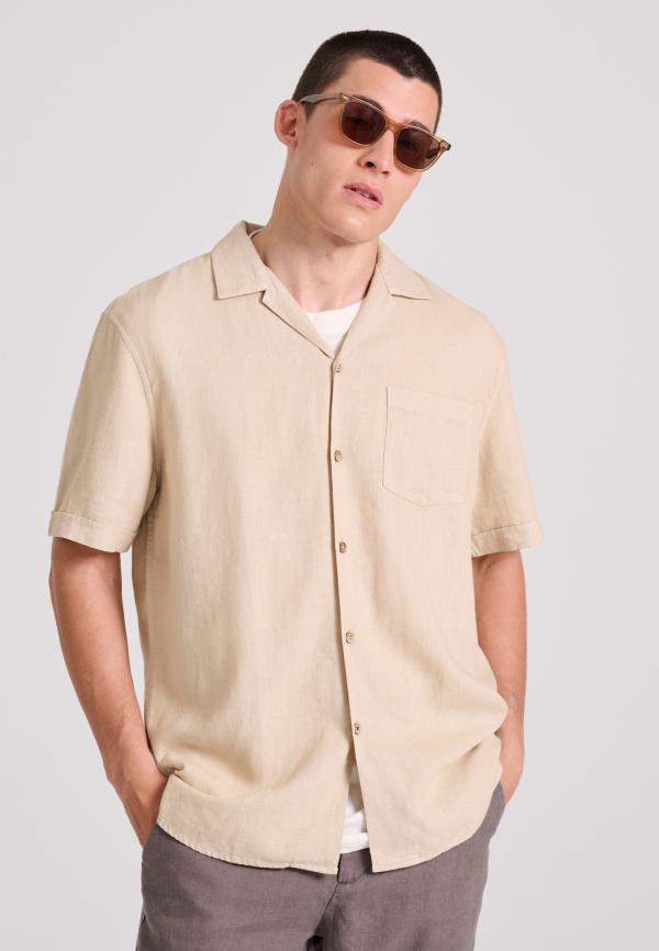Relaxed fit κοντομάνικο πουκάμισο από λινό και lyocell