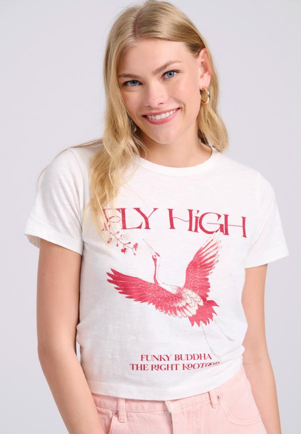 Cropped t-shirt με φωτογραφικό τύπωμα