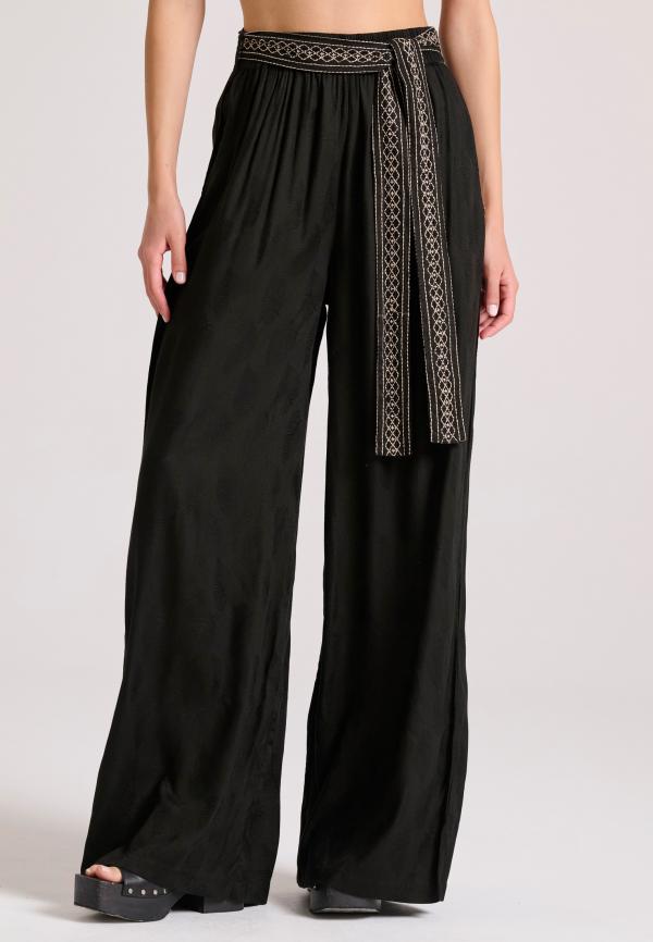 Wide leg fit παντελόνα σε ζακάρ ύφανση
