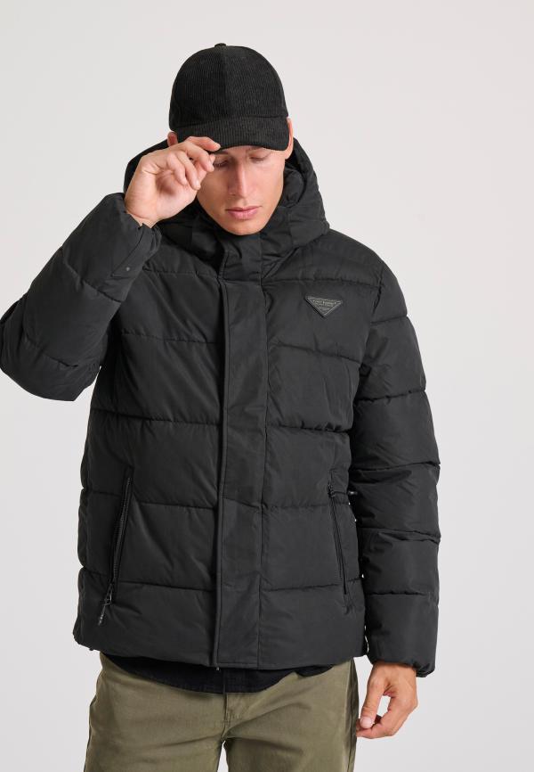 Ανδρικό puffer μπουφάν με αποσπώμενη κουκούλα