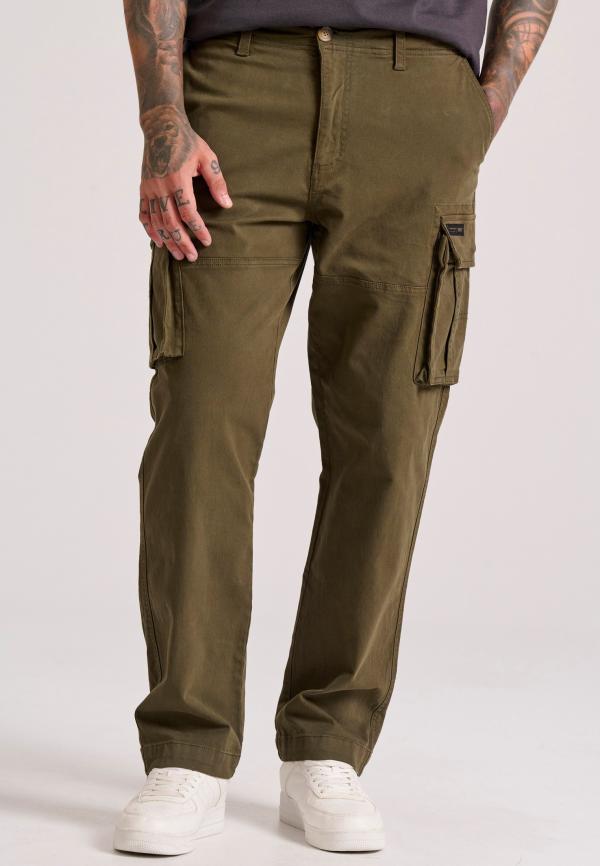 Loose fit cargo παντελόνι σε ζακάρ ύφανση