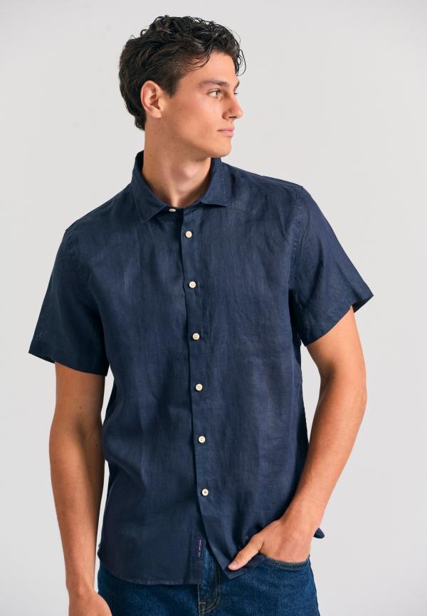 Garment dyed κοντομάνικο λινό πουκάμισο - The essentials