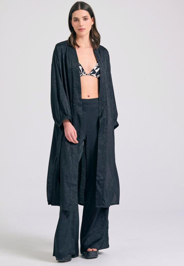 Γυναικείο oversized kimono σε ζακάρ ύφανση