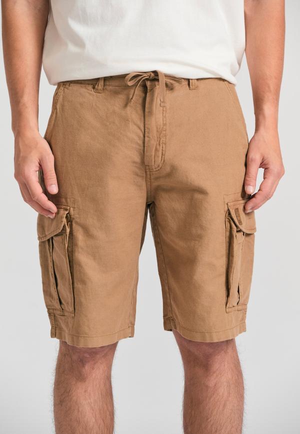 Loose fit linen blend cargo βερμούδα