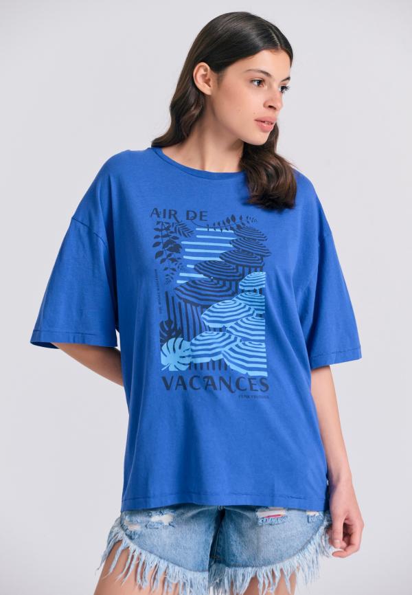 Γυναικείο loose fit t-shirt με vintage τύπωμα