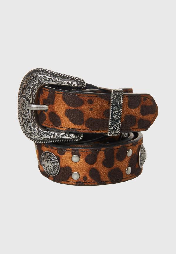 Γυναικεία ζώνη leopard print με western αγκράφα