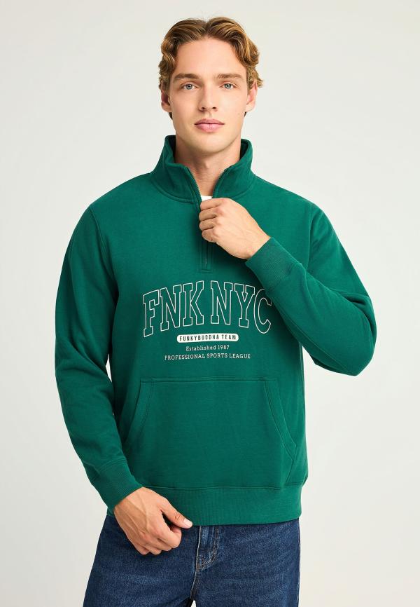Half-zip ανδρικό φούτερ με ψηλή λαιμόκοψη