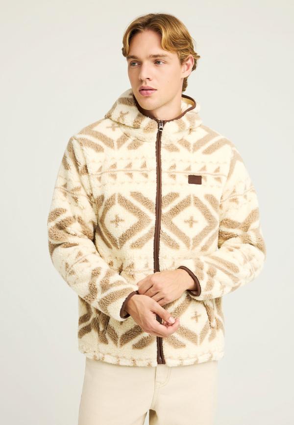 Relaxed fleece ζακέτα φούτερ και τσέπες με φερμουάρ
