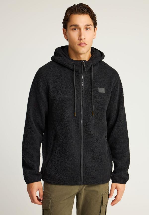 Relaxed fit fleece ζακέτα φούτερ με τσέπες και φερμουάρ