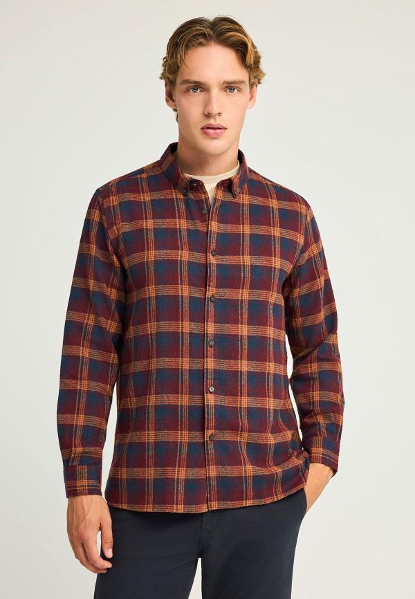 Ανδρικό καρό πουκάμισο με button-down γιακά