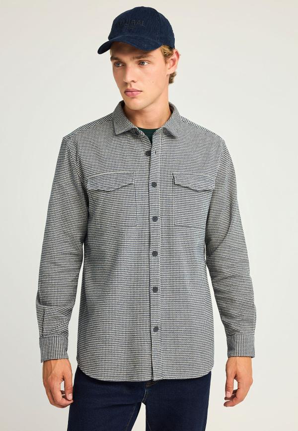 Ανδρικό overshirt βαμβακερό καρό πουκάμισο