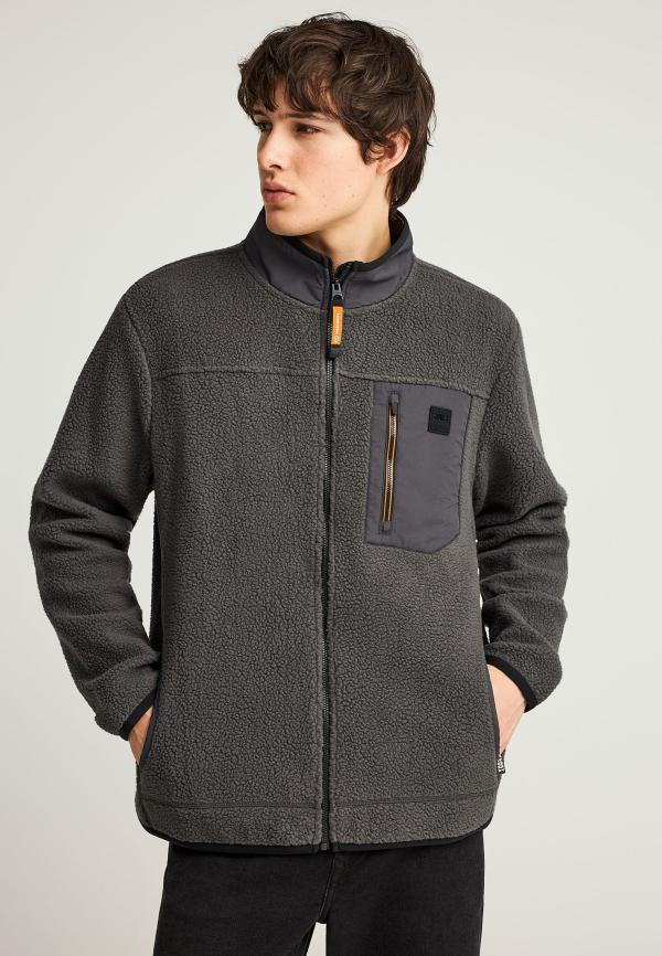 Fleece ζακέτα με τσέπη στο στήθος και φερμουάρ