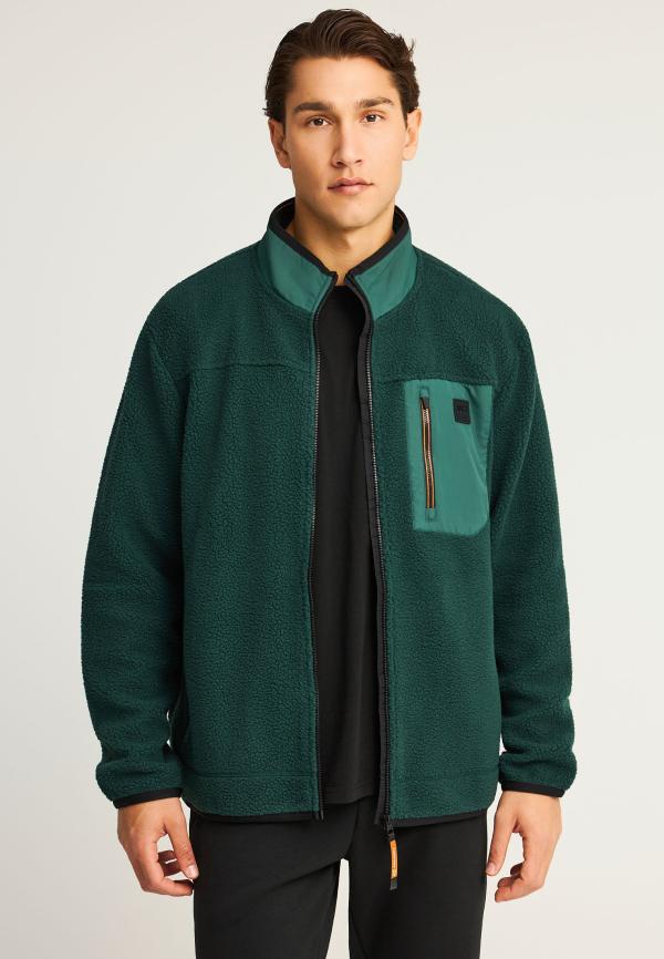 Fleece ζακέτα με τσέπη στο στήθος και φερμουάρ